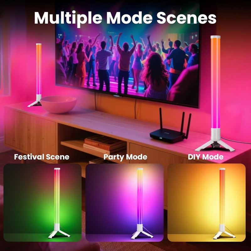 TJOY 360° Smart Light Bars, TV Monitor Backlight with Music Sync, RGB Light Bar with Remote Control, LED Game Desk Lights, Ambient Lighting for PC, Table, Gaming Decoration(White,Plastic Material) - Image 3